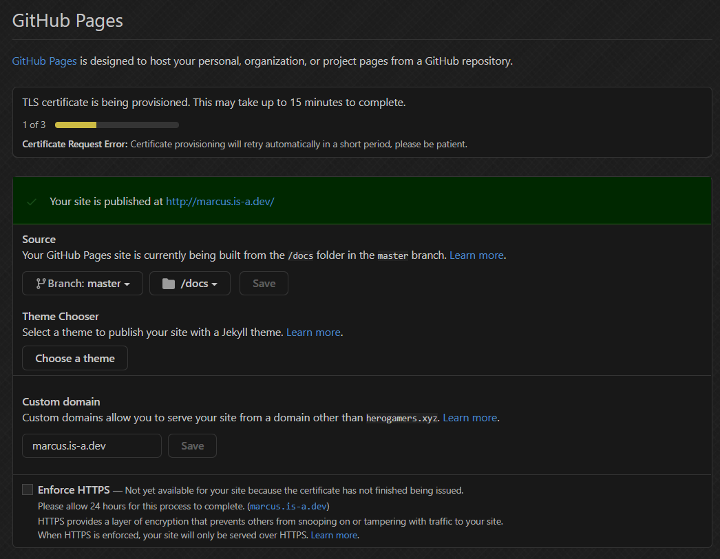 Support: Github pages Enforce HTTPS disabled · Issue #298 · is-a-dev ...