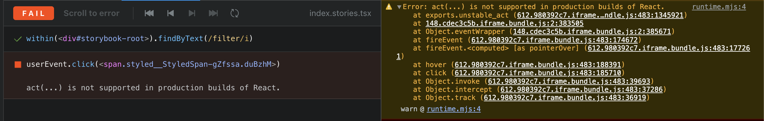 [Bug] act(...) is not supported in production builds of React. · Issue ...