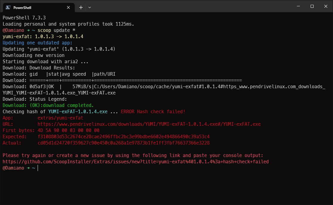 yumi-exfat@1.0.1.4: hash check failed · Issue #10715 · ScoopInstaller ...
