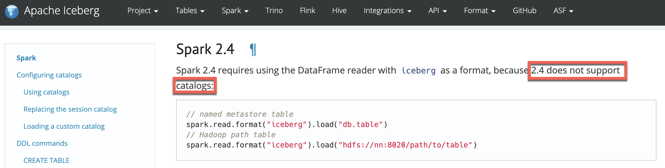 Does the Spark 2.4 support catalog? · Issue 2700 · apache/iceberg · GitHub