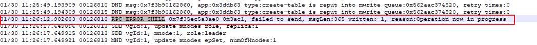 failed to search data, RPC ERROR SHELL | failed to send | Operation now ...