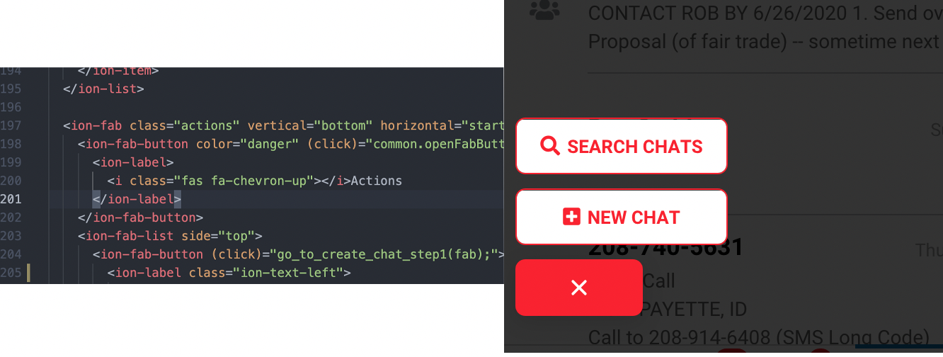 How to change fab close button icon as text in latest ionic version ...