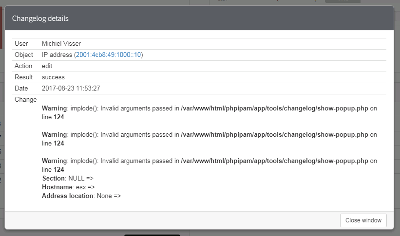 Fix for #1520 gives new error in latest commit · Issue #1538 · phpipam ...