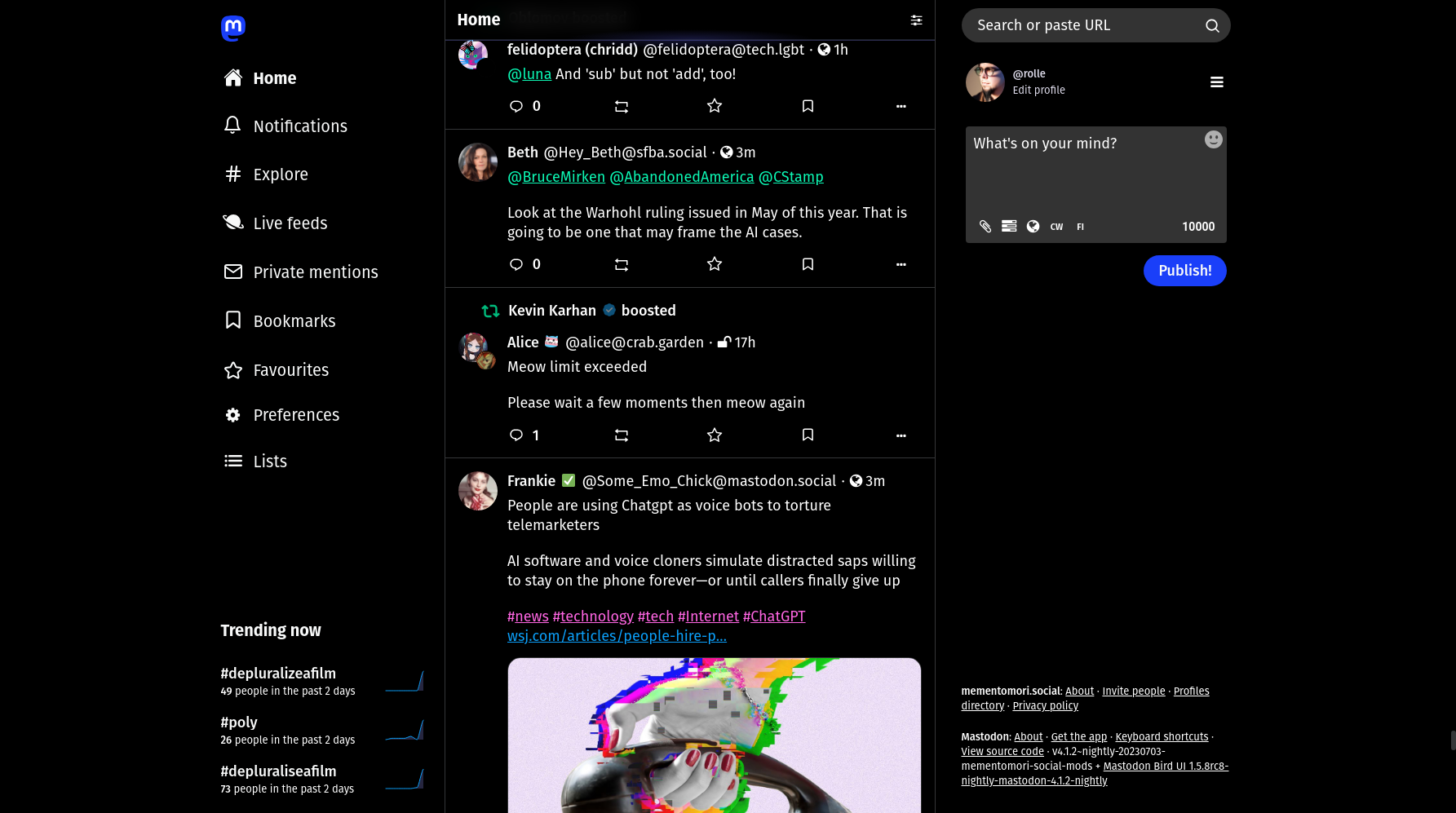 Screenshot of Accessible Mastodon Bird UI theme