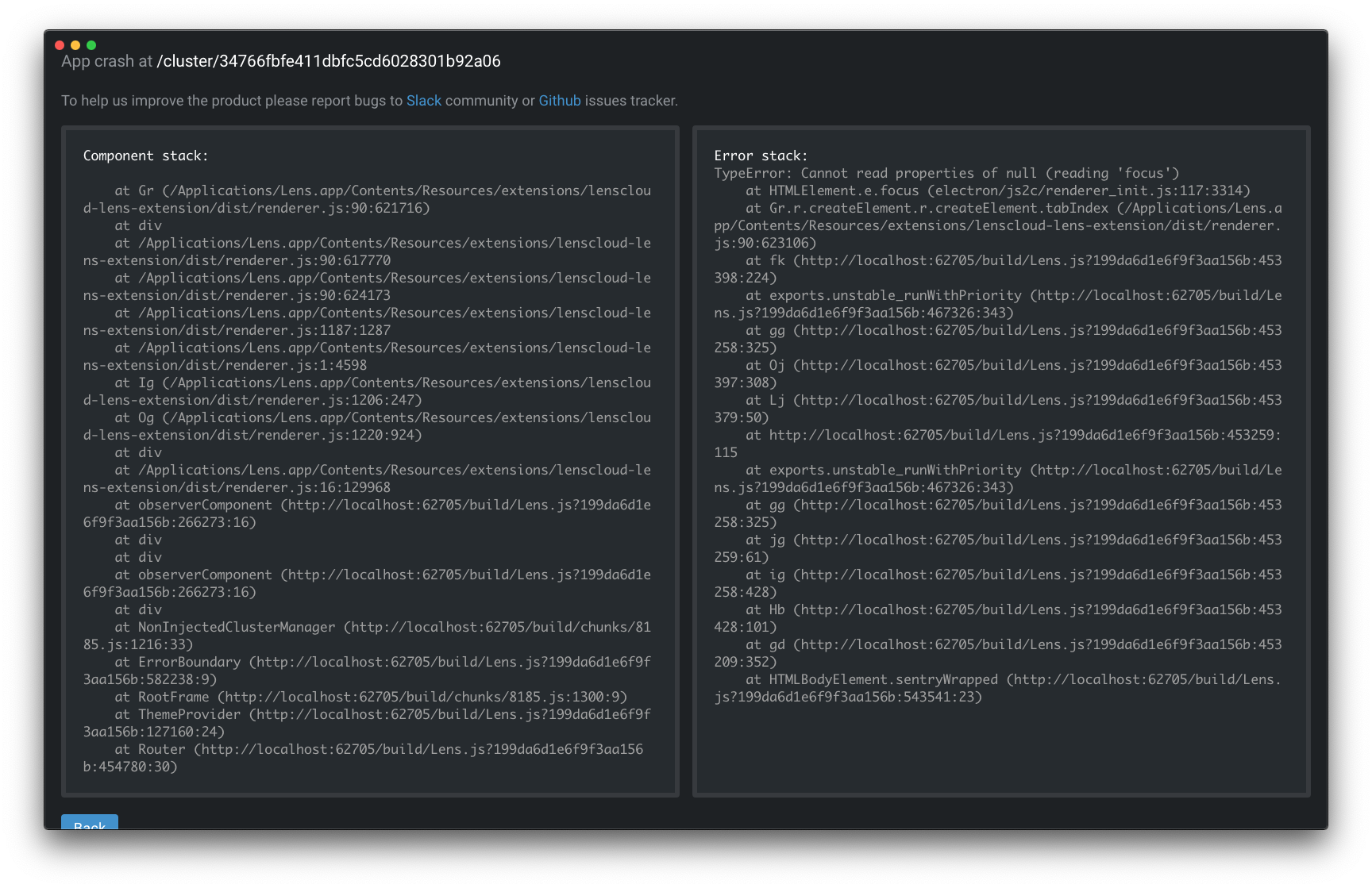 App crash at /cluster/34766fbfe411dbfc5cd6028301b92a06 · Issue 5500