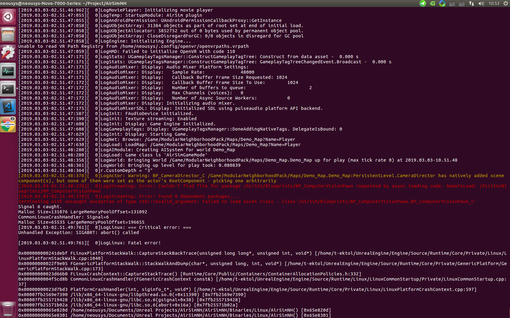 Linux binaries crashed when using ComputerVision SimMod · Issue #1820 ...