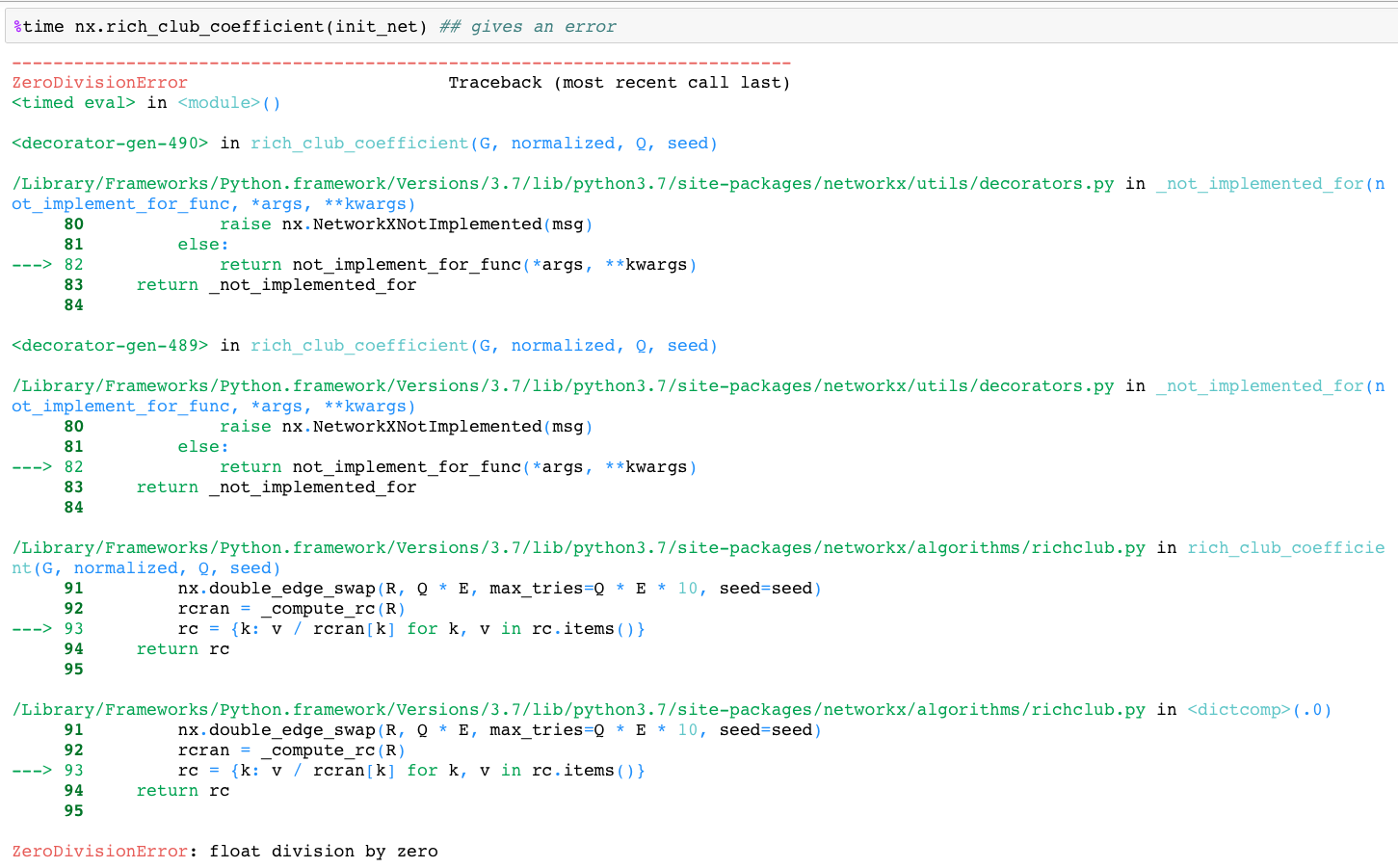 zerodivisionerror by · Issue 3543 · networkx
