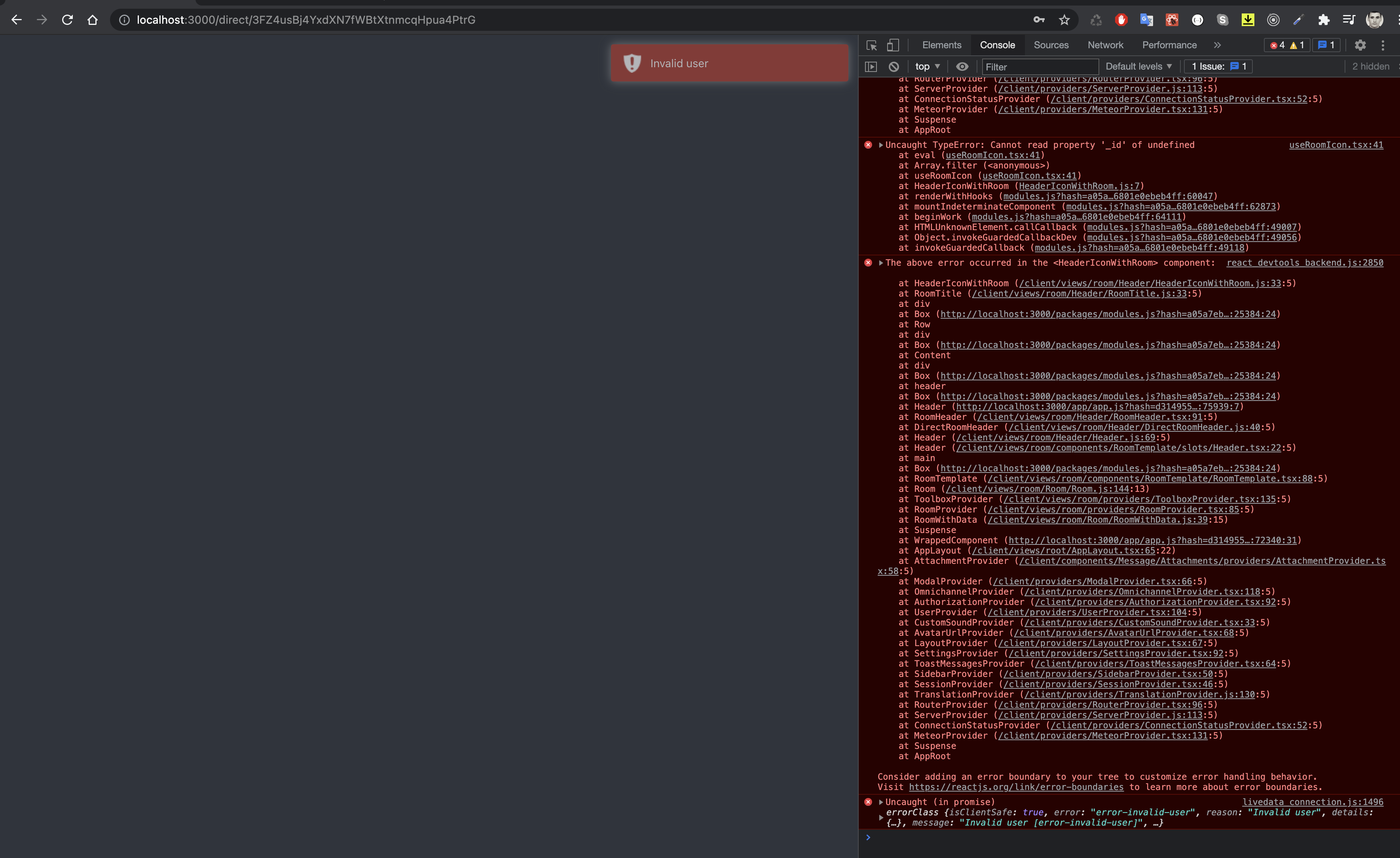 Error when creating a new chat with a user in the general channel ...