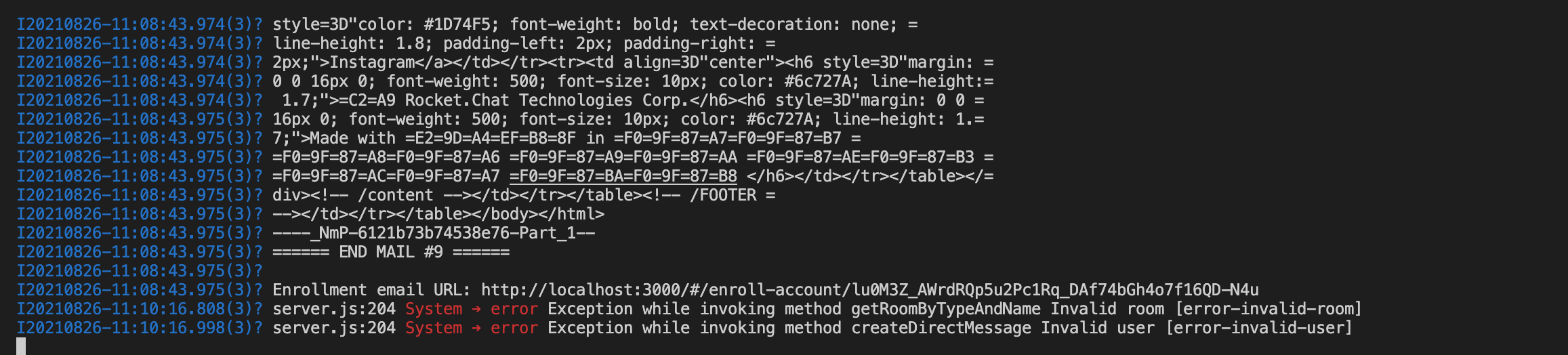 Error when creating a new chat with a user in the general channel ...