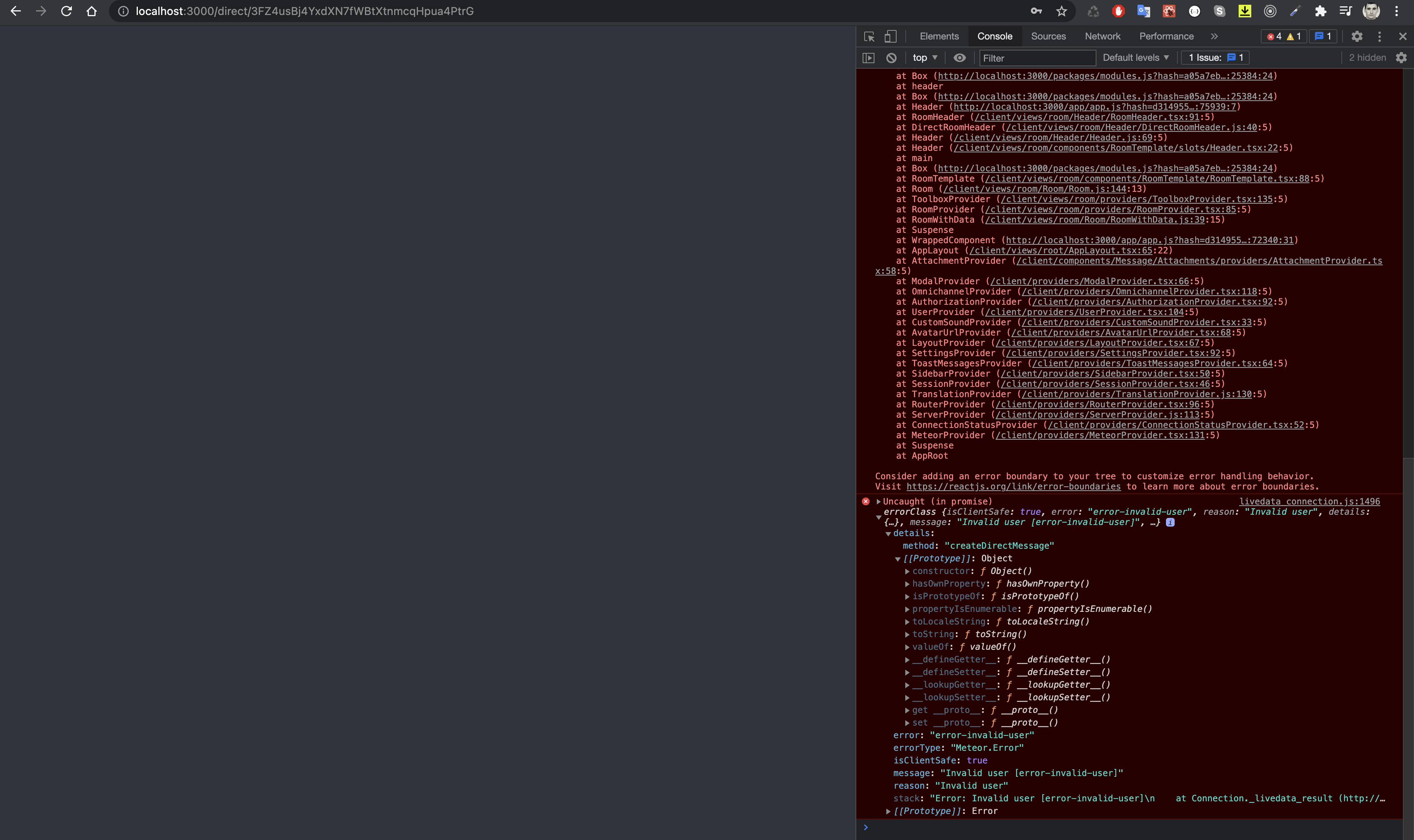 Error when creating a new chat with a user in the general channel ...