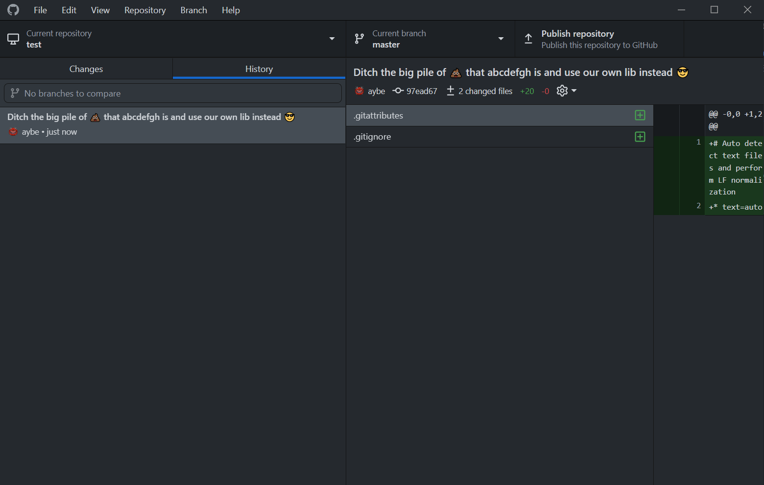 Emoji in commit summary is rendered as a question mark if summary is ...