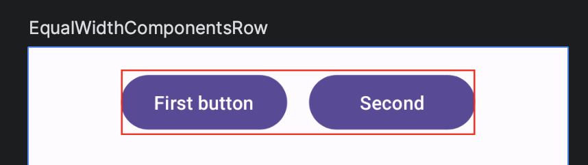 preview of the above layout showing two buttons of equal width