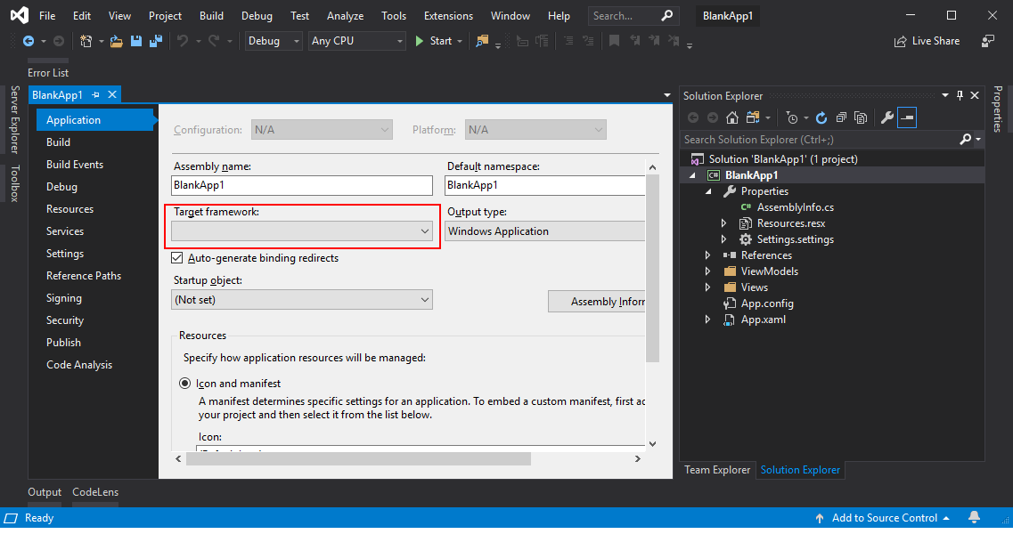 In vs2019，target framework is null · Issue 1759 · PrismLibrary/Prism