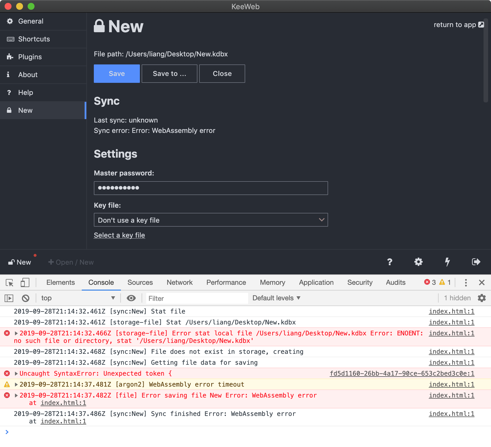 WebAssembly Error while using KDBX4 Argon2 · Issue #1272 · keeweb ...
