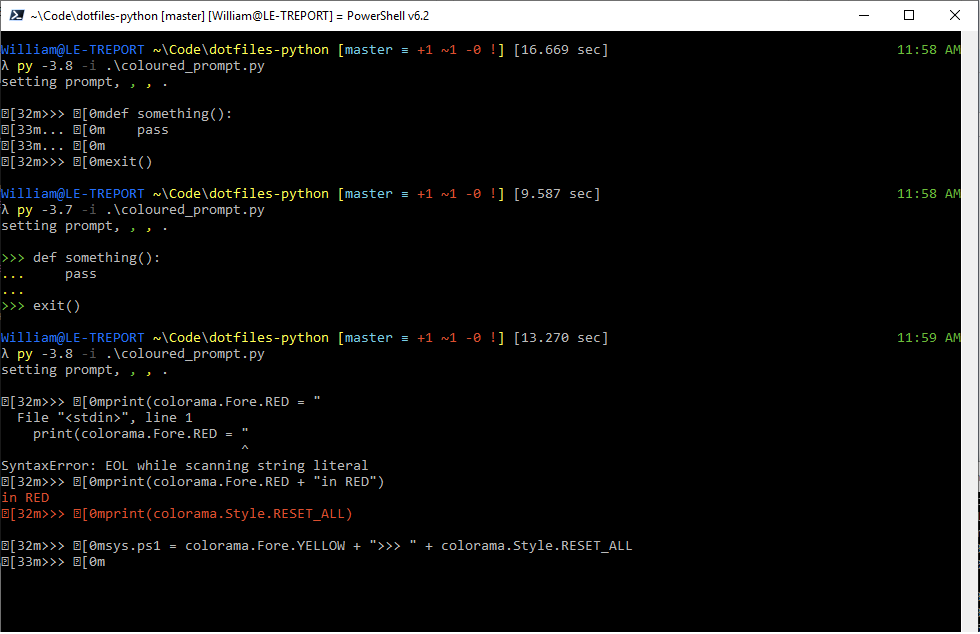 ANSI codes not processed by Python 3.8 REPL on Windows 10 · Issue #233 ...