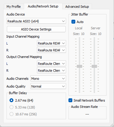 Image of audio/network settings window