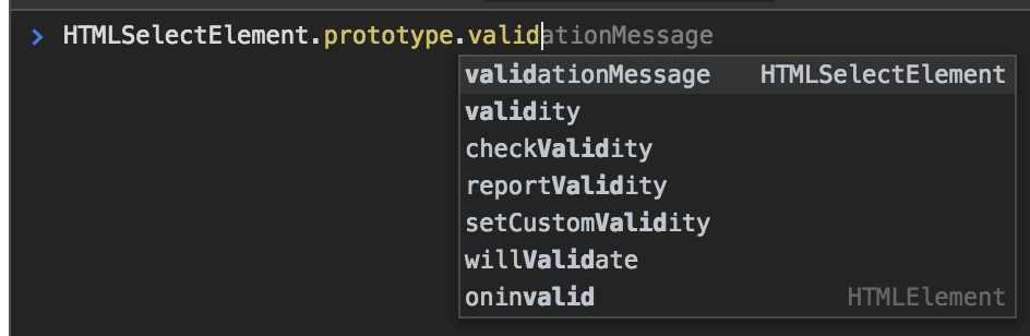 HTMLSelectElement missing validation properties and methods. · Issue ...