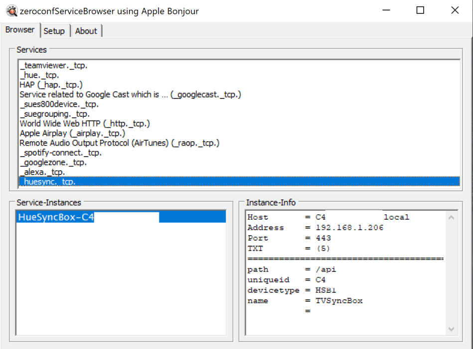 zeroconfServiceBrowser