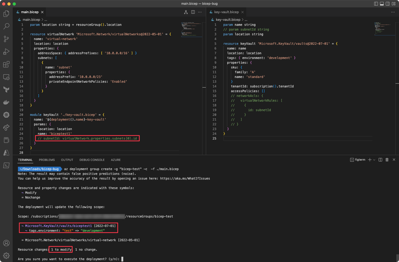 Bicep module are ignored when adding virtual network dependency · Issue ...