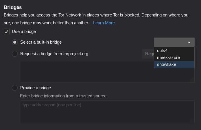 Snowflake Bridge Support snowflake bridges, and update bridge selection UI · Issue #1442 ...