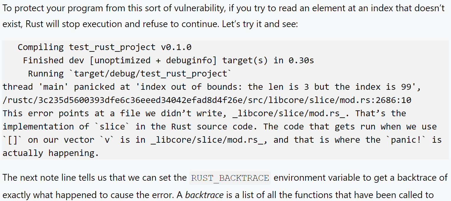The paragraph after the code run result snippet is merged with it Error ...