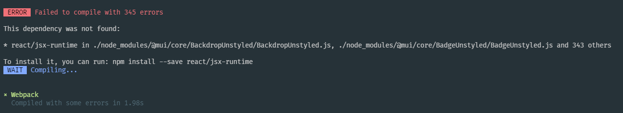 MUI V5, This dependency was not found: react/jsx-runtime · Issue #28561 ...