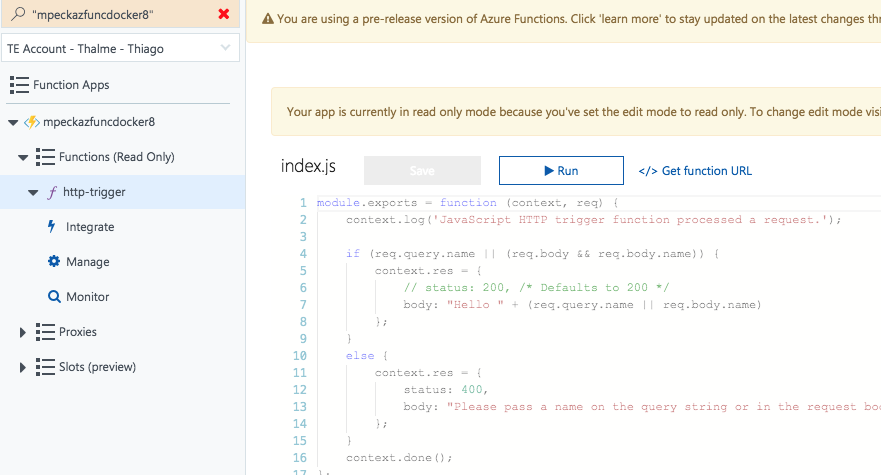 Creating a Function App on Linux using the Portal results in a non ...