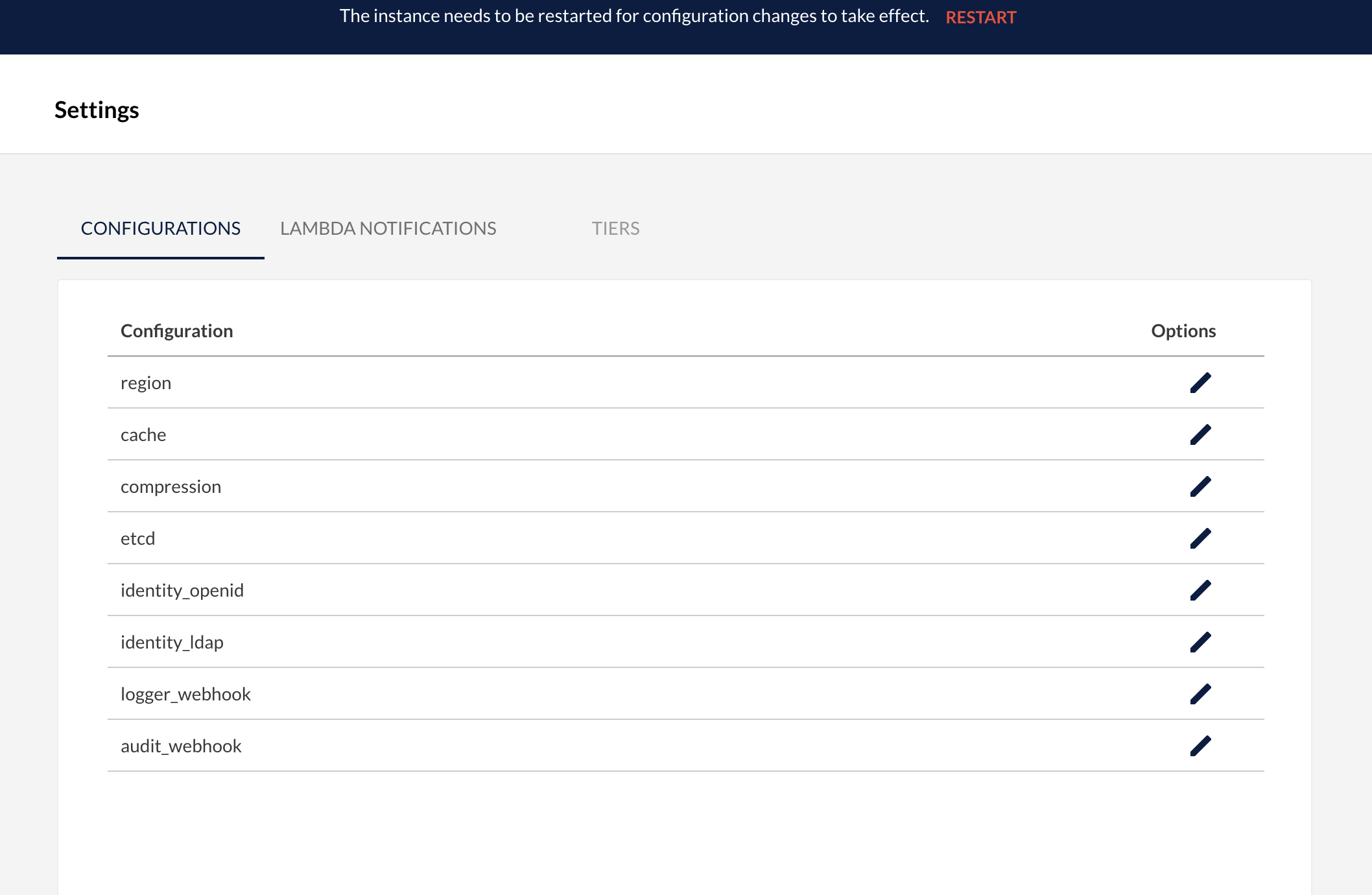 Need restart prompt after setting webhook endpoints · Issue 814