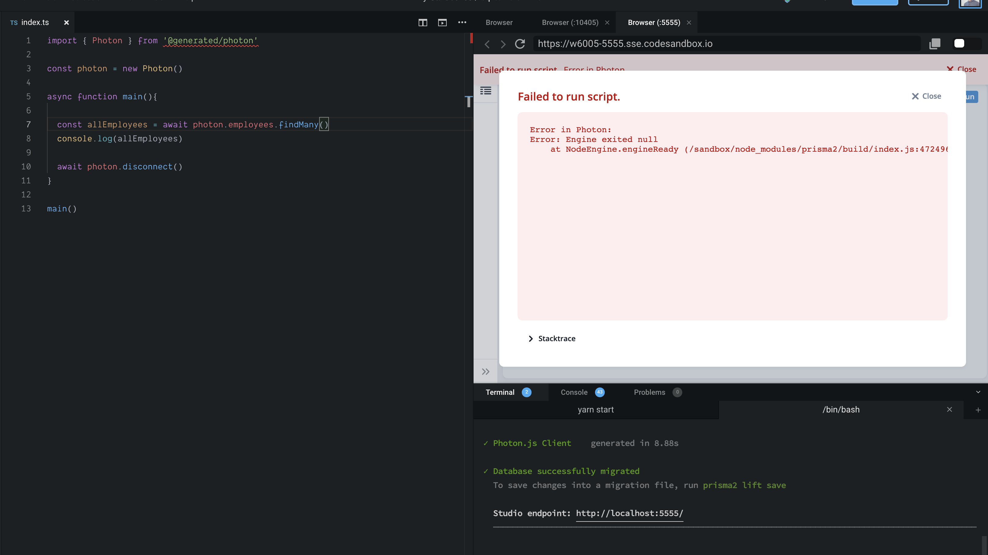 Studio breaks on Codesandbox · Issue #215 · prisma/studio · GitHub