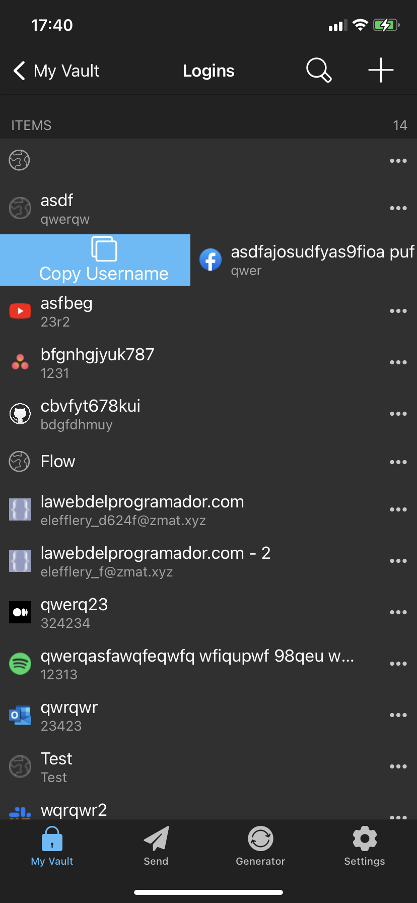 Swipe to copy iOS Dark