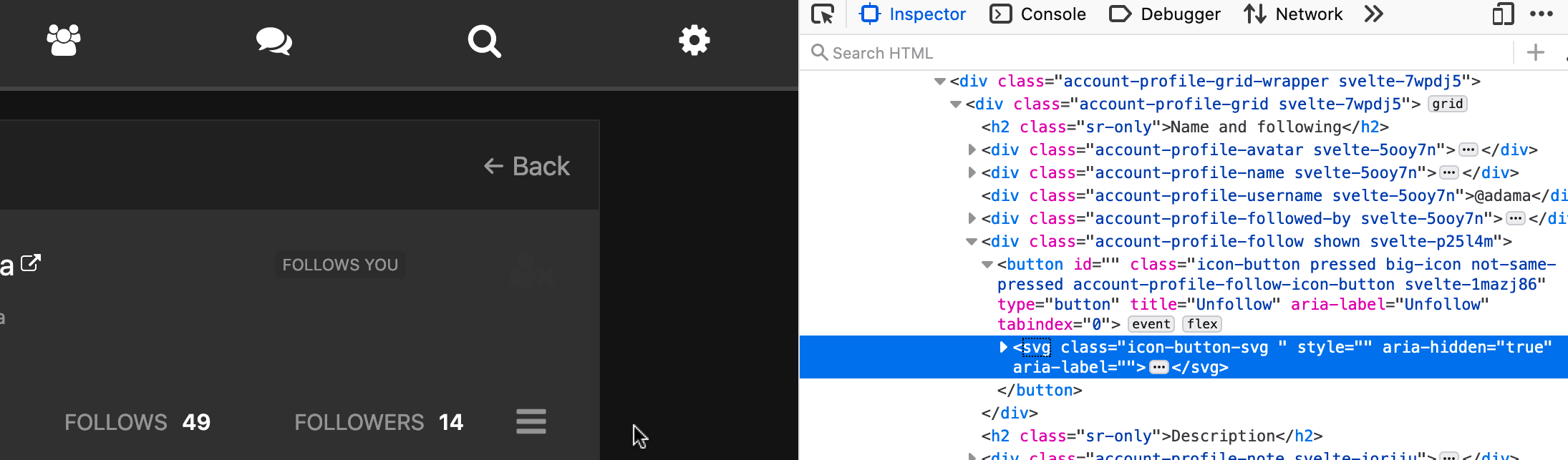 Screenshot in Dark Grayscale theme