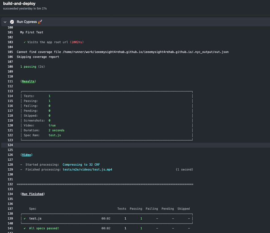 Run Cypress.io GitHub Action Successfully But Cannot find coverage file ...