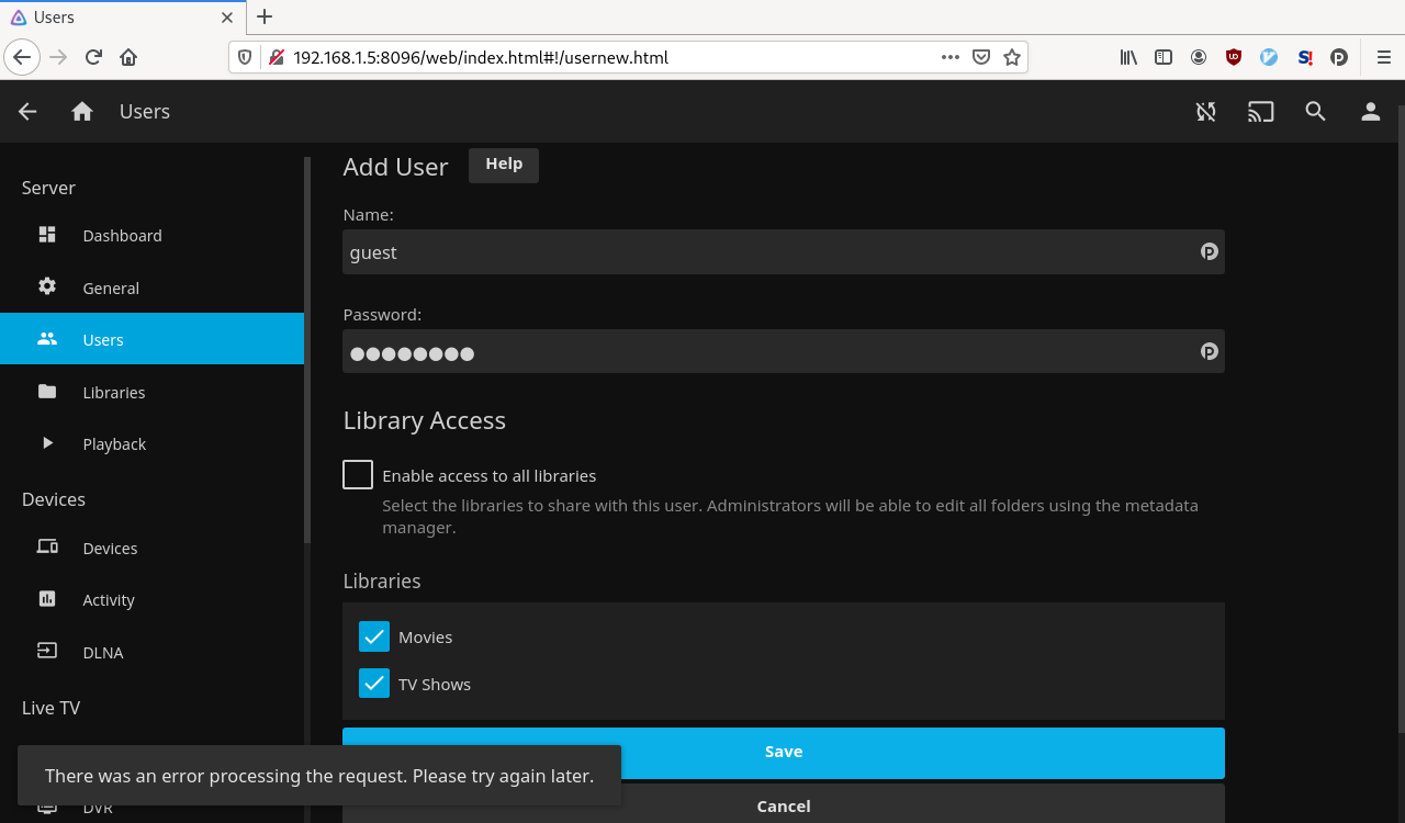 When creating new user, NOT NULL constraint failed Users