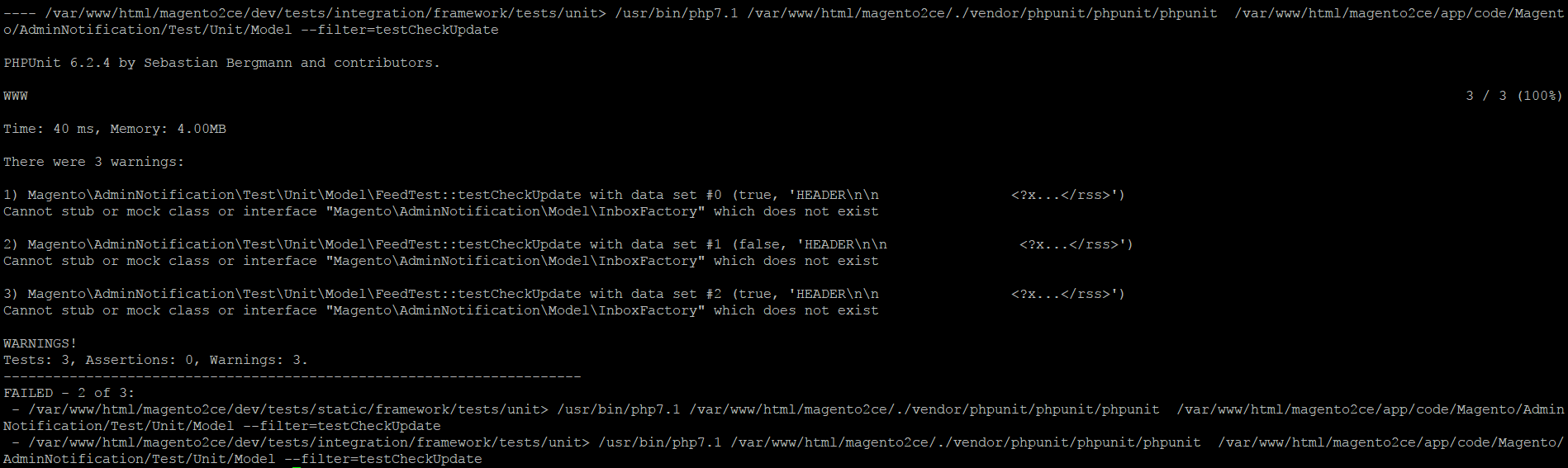 Error when running unit tests via bin/magento and specifying a path ...
