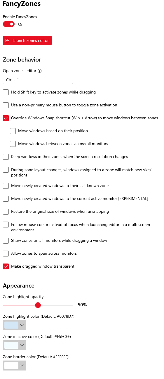 FZ settings