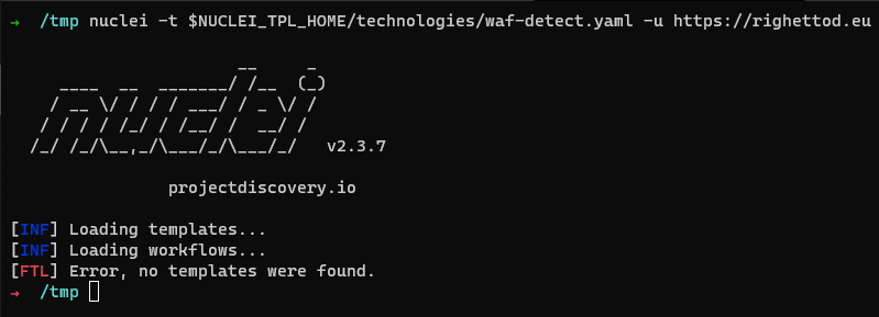 [Bug] waf-detect template - no templates were found · Issue #1593 ...