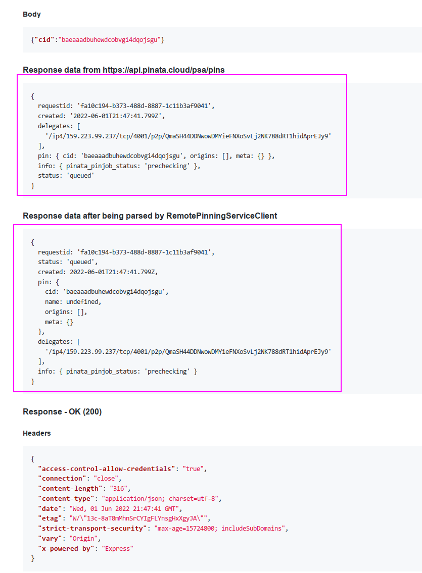 Highlight JSON in responses · Issue #77 · ipfs-shipyard/pinning-service ...