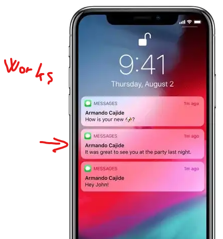 App icon notification badge does not appear on Iphones, but works on ...