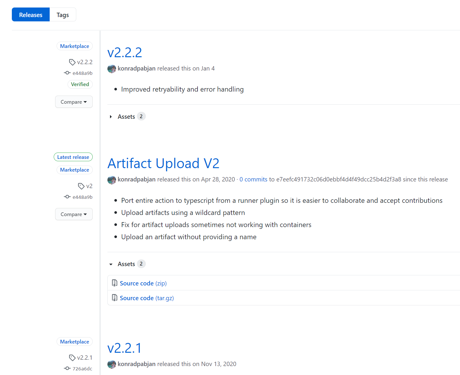 Rename v2 release to v2.0.0 · Issue #184 · actions/upload-artifact · GitHub