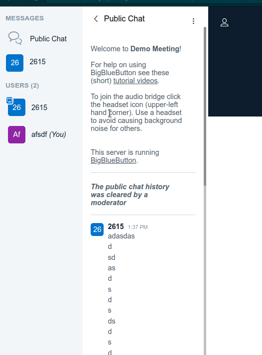 The chat goes back to the beginning when the user list width changes ...