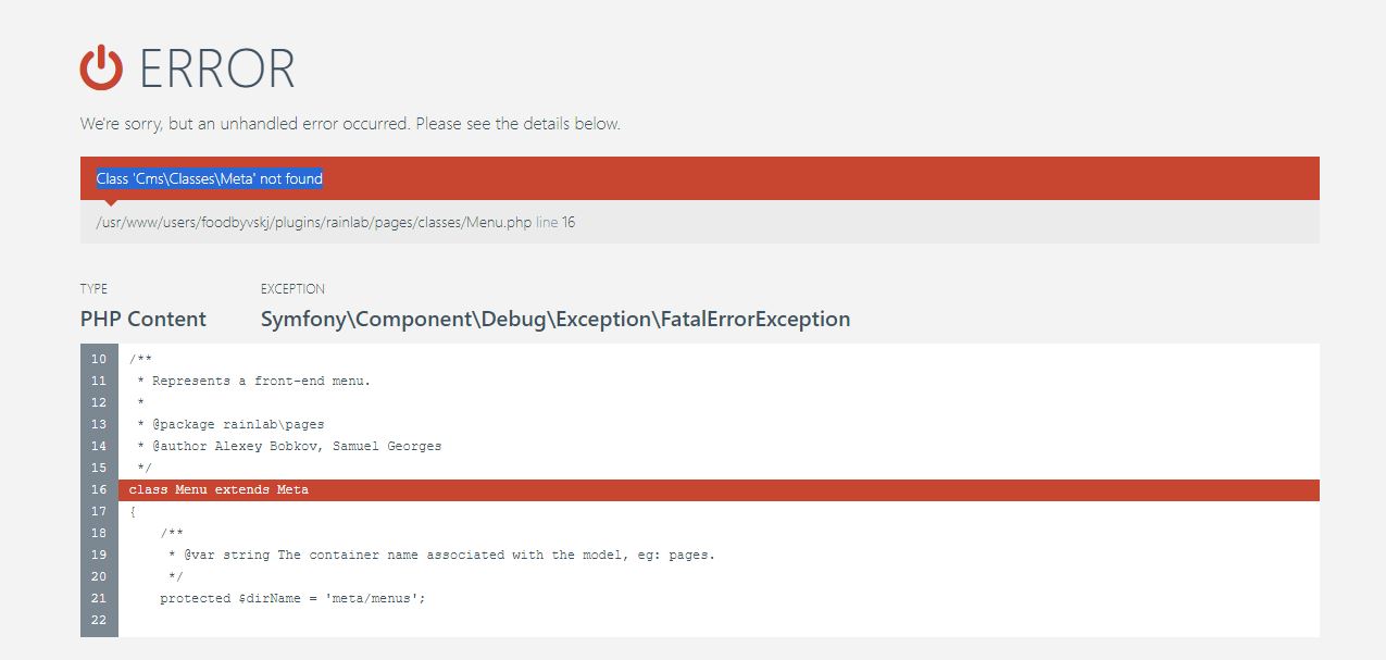 Pages wont open after updates installedv · Issue 442 · rainlab/pages