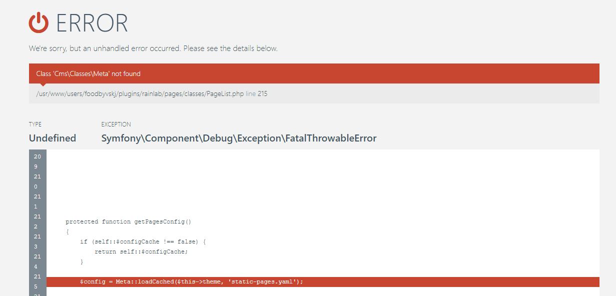 Pages wont open after updates installedv · Issue 442 · rainlab/pages