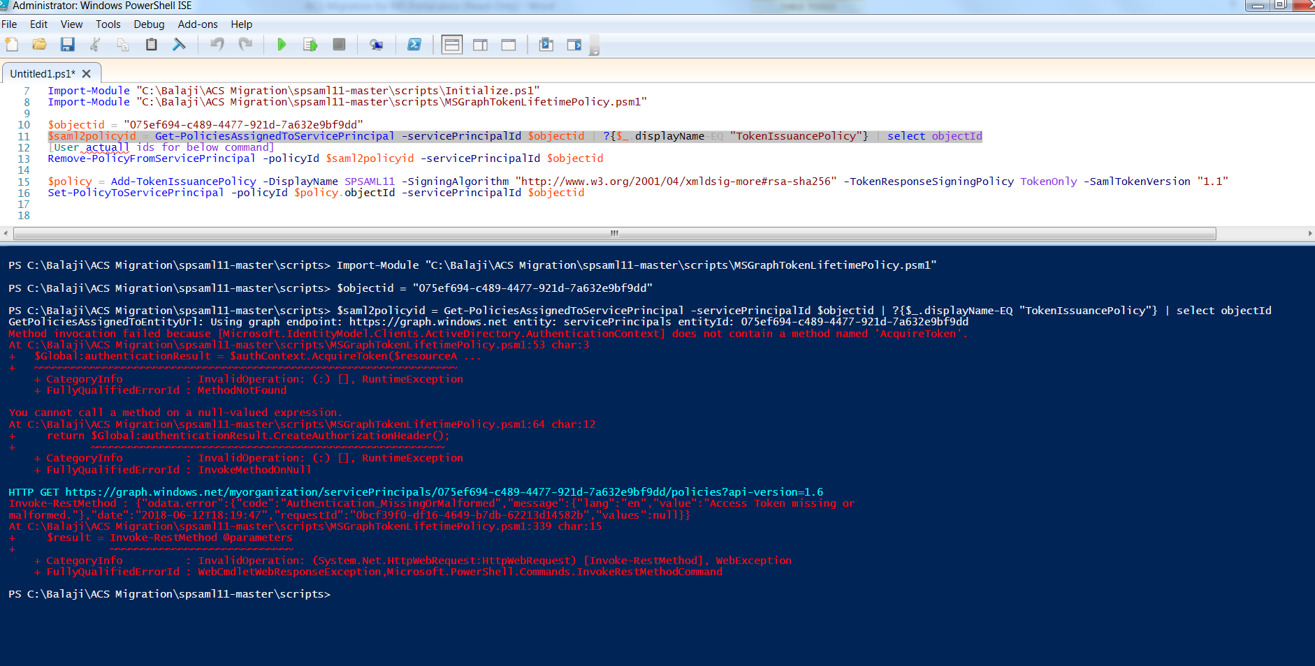 Getting error while executing Azure AD policy script · Issue #3 ...