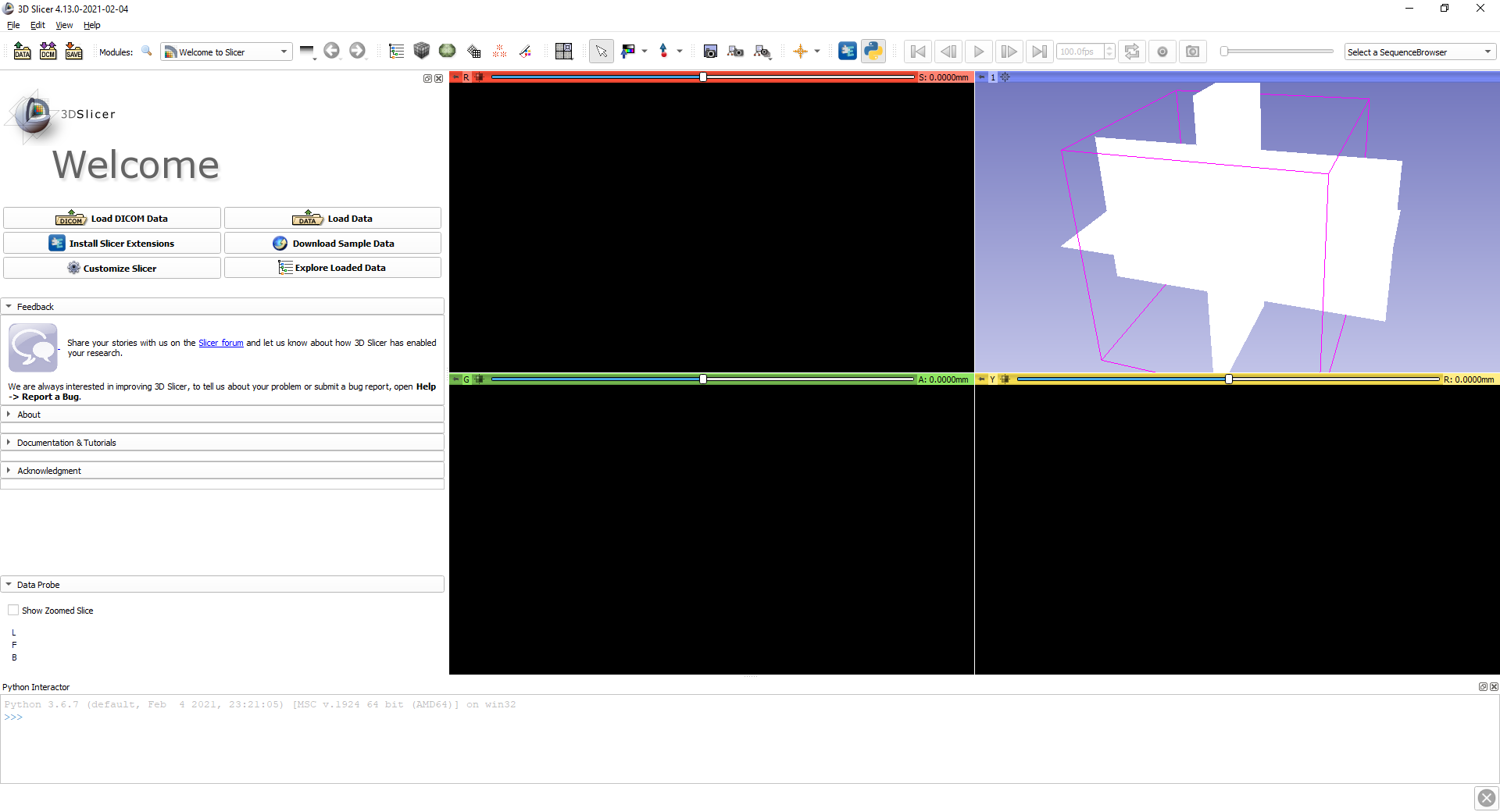 Slice intersections appear white in 3D view when no volume displayed ...