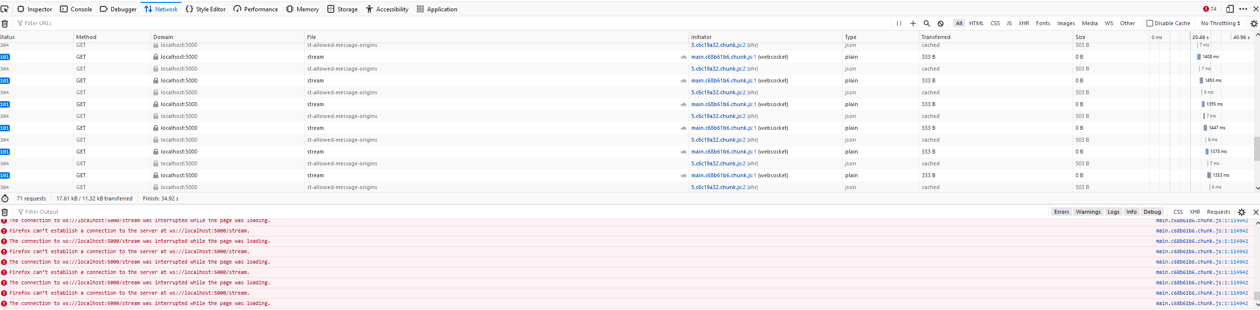 Firefox can’t establish a connection to websocket (started from within ...