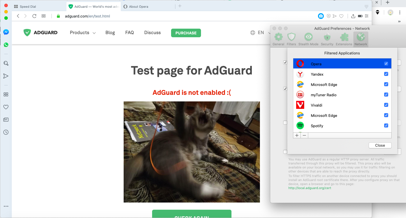 AdGuard does not filter Opera browser v. 64.0.3417.54 · Issue 619