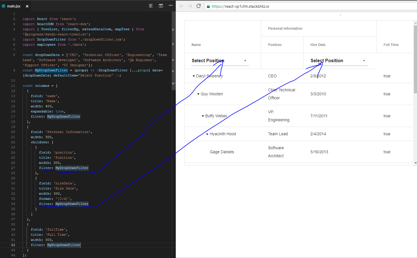 TreeList / Columns / MultiColumn Headers with filtering rows · Issue