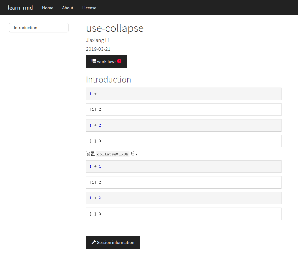 The feature `collapse` of chunk does not work. · Issue #153 · workflowr ...