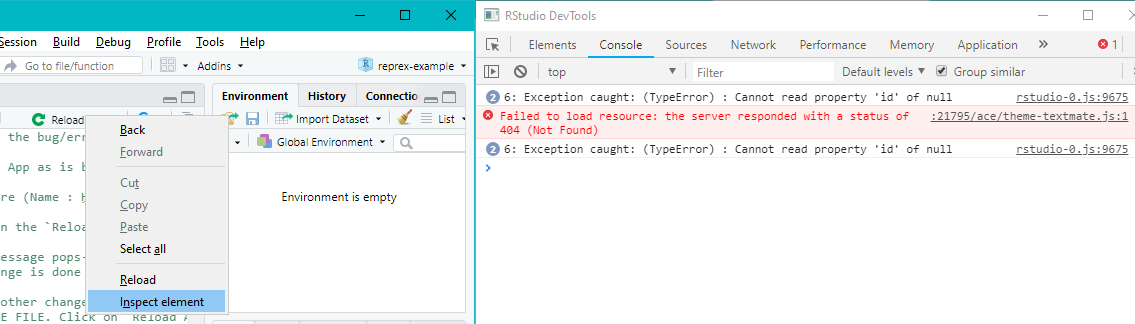 Problem with the Reload App button · Issue #7762 · rstudio/rstudio · GitHub
