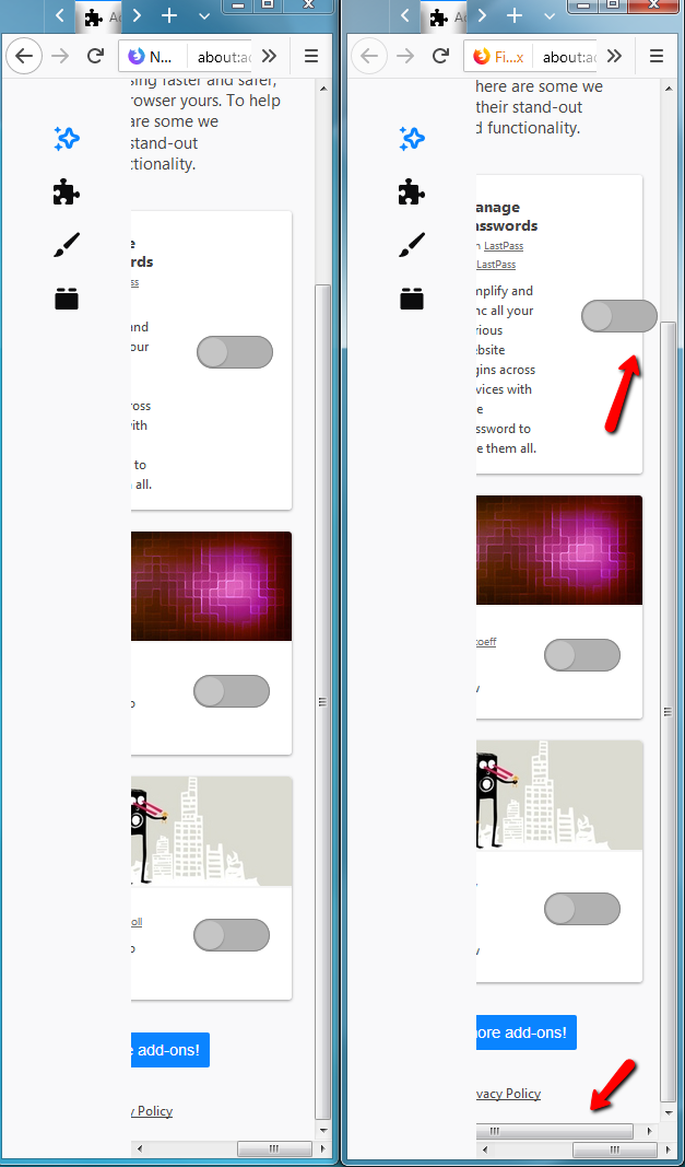 Toggle button of the extension is not displayed correctly on resize ...